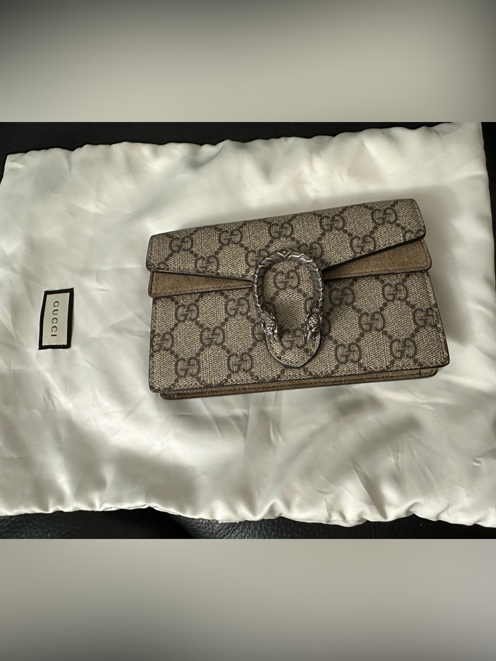 Gucci Beige GG Supreme Dionysus Wallet Mini with Antique Silver Hardware - Picture 3 of 11